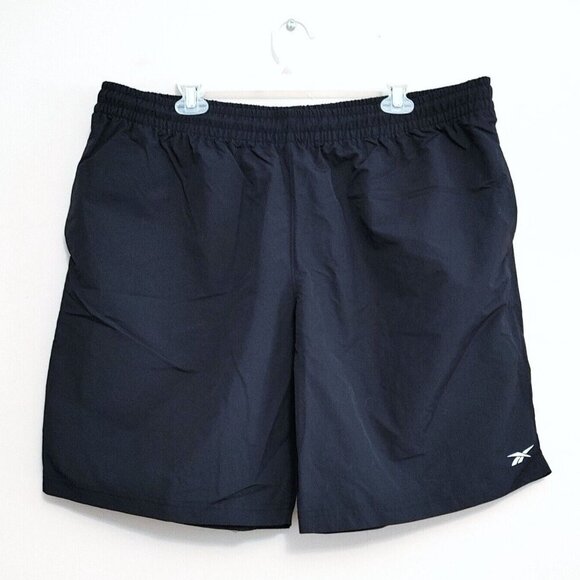 Reebok Mens Nylon Shorts 2XL  Black Drawstring Elastic Waist - Picture 1 of 3